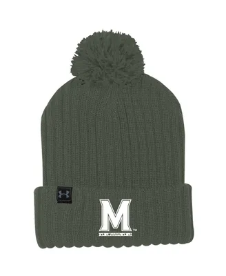 Men's Under Armour Olive Maryland Terrapins Freedom Cuffed Pom Knit Hat