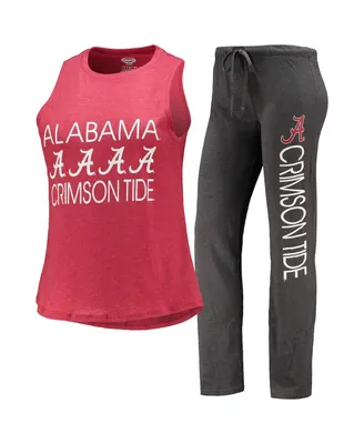 Women's Concepts Sport Charcoal, Crimson Alabama Tide Tank Top and Pants Sleep Set