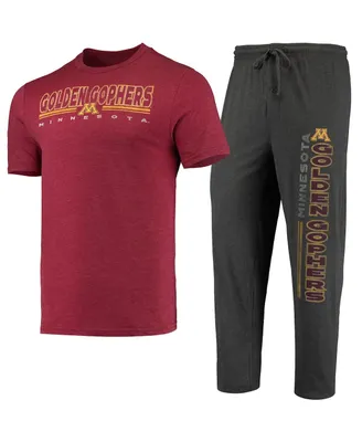 Men's Concepts Sport Heathered Charcoal, Maroon Minnesota Golden Gophers Meter T-shirt and Pants Sleep Set