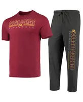 Men's Concepts Sport Heathered Charcoal, Maroon Minnesota Golden Gophers Meter T-shirt and Pants Sleep Set