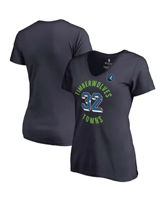 Women's Fanatics Karl-Anthony Towns Navy Minnesota Timberwolves Notable Name and Number V-Neck T-shirt