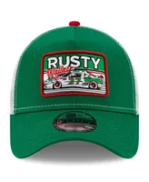 Men's New Era Green, White Rusty Wallace Legends 9Forty A-Frame Adjustable Trucker Hat