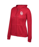 Women's Top of the World Heathered Crimson Oklahoma Sooners Essential 2-Hit Full-Zip Hoodie