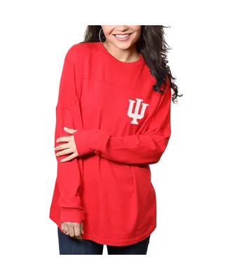 Women's Pressbox Crimson Indiana Hoosiers The Big Shirt Oversized Long Sleeve T-shirt