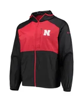 Men's Columbia Black, Scarlet Nebraska Huskers Flash Forward Hoodie Full-Zip Windbreaker Jacket