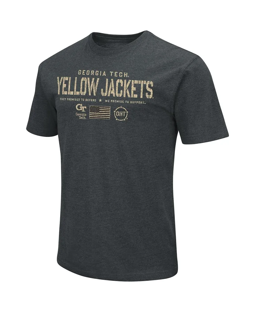 Men's Colosseum Heathered Black Ga Tech Yellow Jackets Oht Military-Inspired Appreciation Flag 2.0 T-shirt