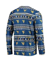 Men's Concepts Sport Navy West Virginia Mountaineers Ugly Sweater Long Sleeve T-shirt and Pants Sleep Set