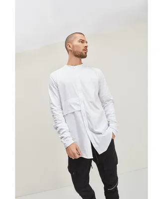 Ron Tomson Men's Modern Paneled Long Sleeve Shirt