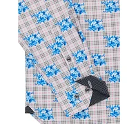 Men's Slim Fit Non-Iron Floral-Print Performance Stretch Dress Shirt