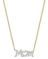 Giani Bernini Cubic Zirconia Mom Heart 18" Pendant Necklace in Sterling Silver & 18k Gold-Plate, Created for Macy's