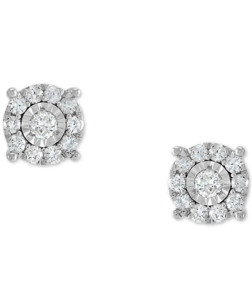 Diamond Halo Stud Earrings (1/2 ct. t.w.) in 14k White Gold