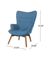 Hariata Mid-Century Modern Wingback Chair and Ottoman Set, 2 Piece