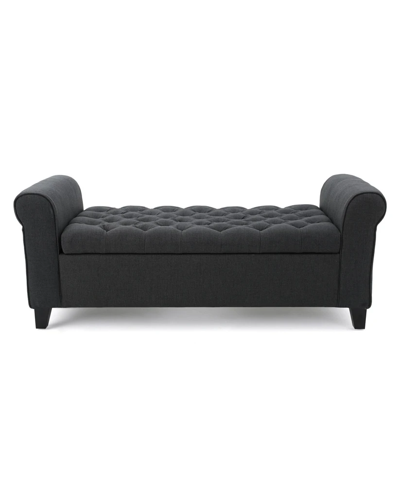 Keiko Contemporary Rolled Arm Storage Ottoman Bench