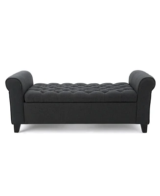 Keiko Contemporary Rolled Arm Storage Ottoman Bench