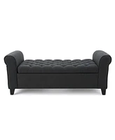 Keiko Contemporary Rolled Arm Storage Ottoman Bench