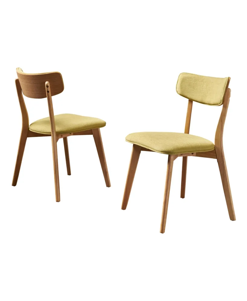 Abrielle Mid Century Modern Tea Fabric Dining Chairs Set, 2 Piece