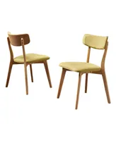 Abrielle Mid Century Modern Tea Fabric Dining Chairs Set, 2 Piece