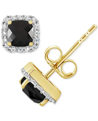 Cultured Freshwater Pearl & Lab-Created White Sapphire (1/5 ct. t.w.) Stud Earrings 10k Gold (Also Onyx)