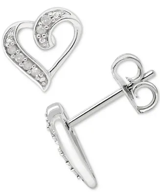Diamond Open Heart Stud Earrings (1/10 ct. t.w.) in Sterling Silver