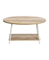 Oval 2 Tier Coffee Table with Storage Shelf