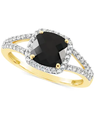 Cultured Freshwater Pearl & Lab-Grown White Sapphire (1/4 ct. t.w.) Halo Ring 10k Gold (Also Onyx)