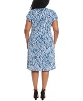 London Times Plus Printed Fit & Flare Dress
