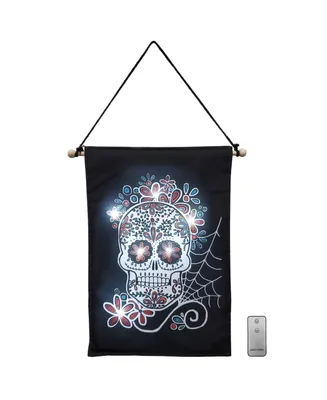 Battery Operated Led Lighted Sugar Skull Wall Banner