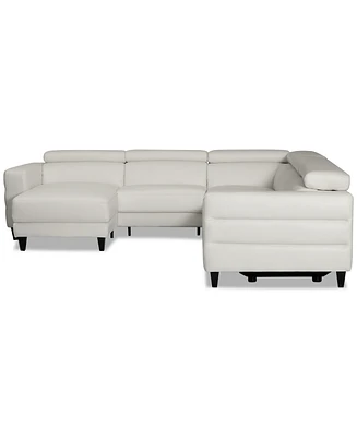 Silvanah -Pc. Leather Sectional with Storage Chaise and 2 Power Recliners