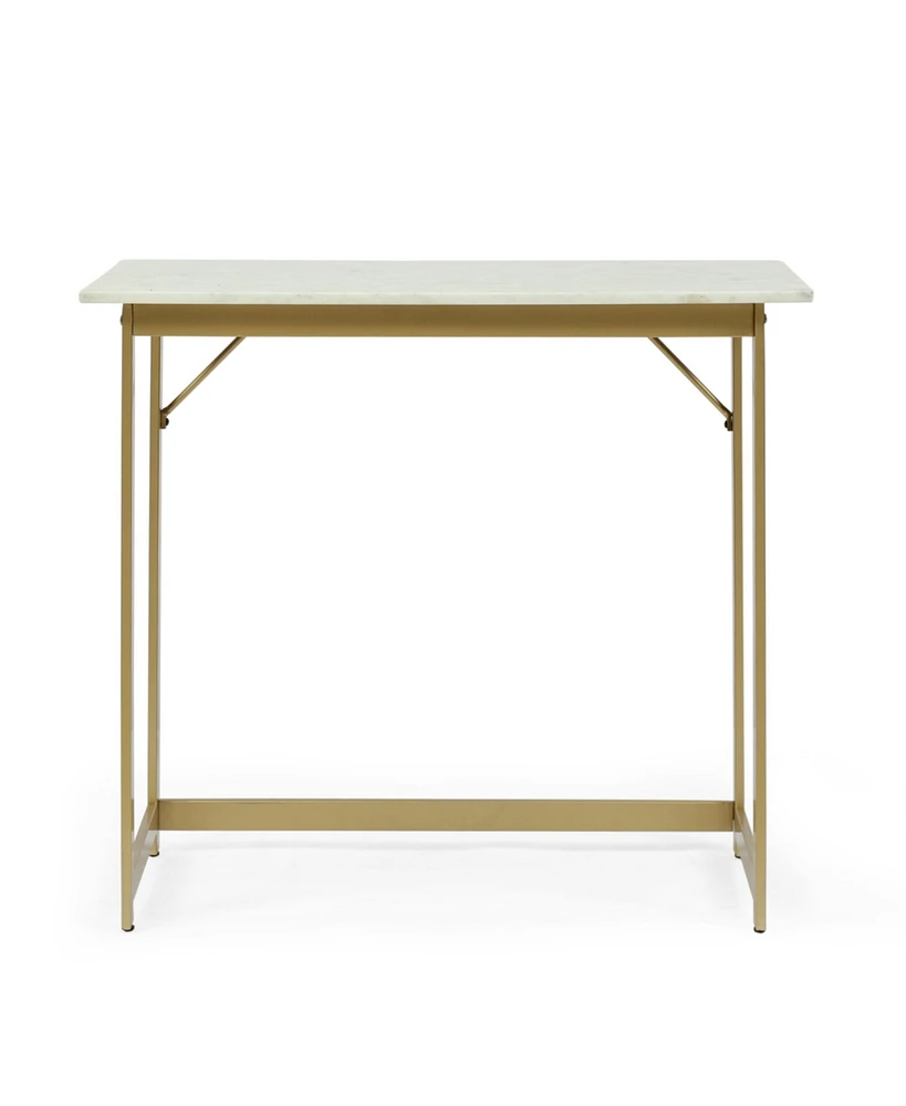 Gallia Modern Glam Handcrafted Marble Top Desk