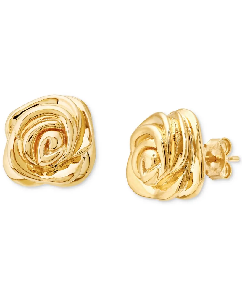 Polished Rose Stud Earrings in 14k Gold