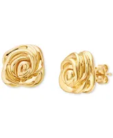 Polished Rose Stud Earrings in 14k Gold