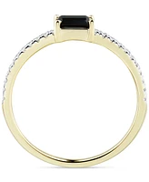 Onyx & Diamond (1/10 ct. t.w.) Stack Ring in 14k Gold