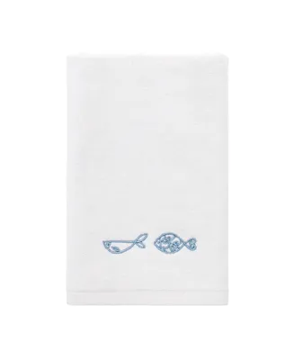 Avanti Fin Bay Fish Embroidered Cotton Fingertip Towel, 11" x 18"
