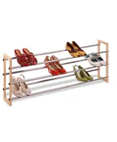 Honey Can Do Wood Metal 3 Tier Shoe Rack