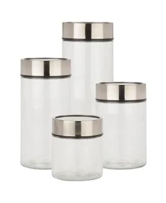 Stainless Steel Lids and Fresh-Date Dials Kitchen Glass Jar Set, Set of 4