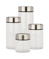 Stainless Steel Lids and Fresh-Date Dials Kitchen Glass Jar Set, Set of 4