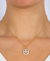 Women's Clear Crystal Smiley Face Pendant Necklace