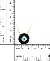 Cubic Zirconia & Enamel Evil Eye Pendant Necklace 14k Gold-Plated Sterling Silver, 16" + 1" extender