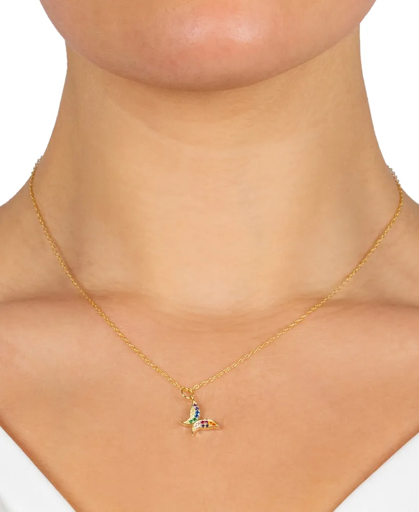 Giani Bernini Cubic Zirconia Butterfly Pendant Necklace in 18k Gold-Plated Sterling Silver, 16" + 2" extender, Created for Macy's