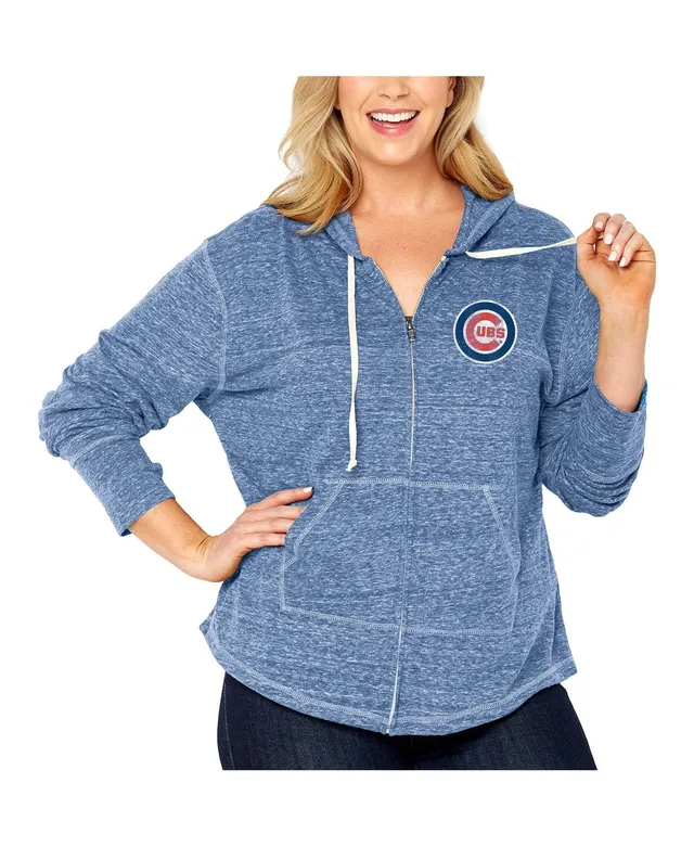 Women's Chicago Cubs Soft as a Grape Royal Plus Size Varsity Raglan  Full-Zip Hoodie