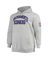 Men's Mitchell & Ness Jason Williams Heather Gray Sacramento Kings Big and Tall Name Number Pullover Hoodie