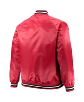 Men's Mitchell & Ness Red Chicago Bulls Big and Tall Hardwood Classics Raglan Satin Full-Snap Jacket