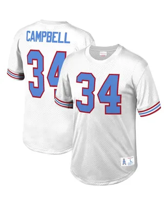 Men's Mitchell & Ness Earl Campbell White Houston Oilers Retired Player Name and Number Mesh Top