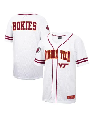Men's Colosseum White and Maroon Virginia Tech Hokies Free Spirited Baseball Jersey