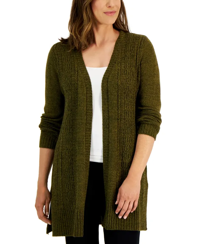 Women's Cotton Cable-Collar Cardigan, Created for Macy's