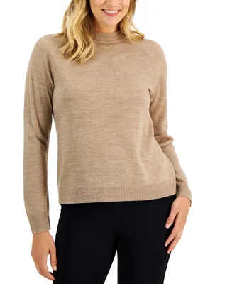 Karen Scott Petite Mock Neck Zip-Back Sweater, Created for Macy's