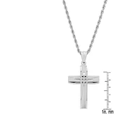 Steeltime Stainless Steel Cut Accented Cross Pendant