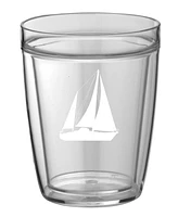 Pastimes 14 Oz Double Old Fashioned Short Drinking Sailboat Glass, Set of 4