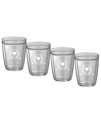 Pastimes 14 Oz Double Old Fashioned Short Drinking Golf Glass, Set of 4