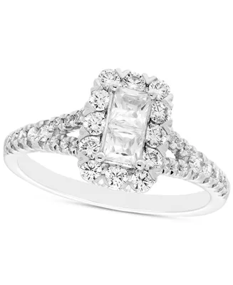 Diamond Emerald-Shaped Halo Engagement Ring (1 ct. t.w.) in 14k White Gold